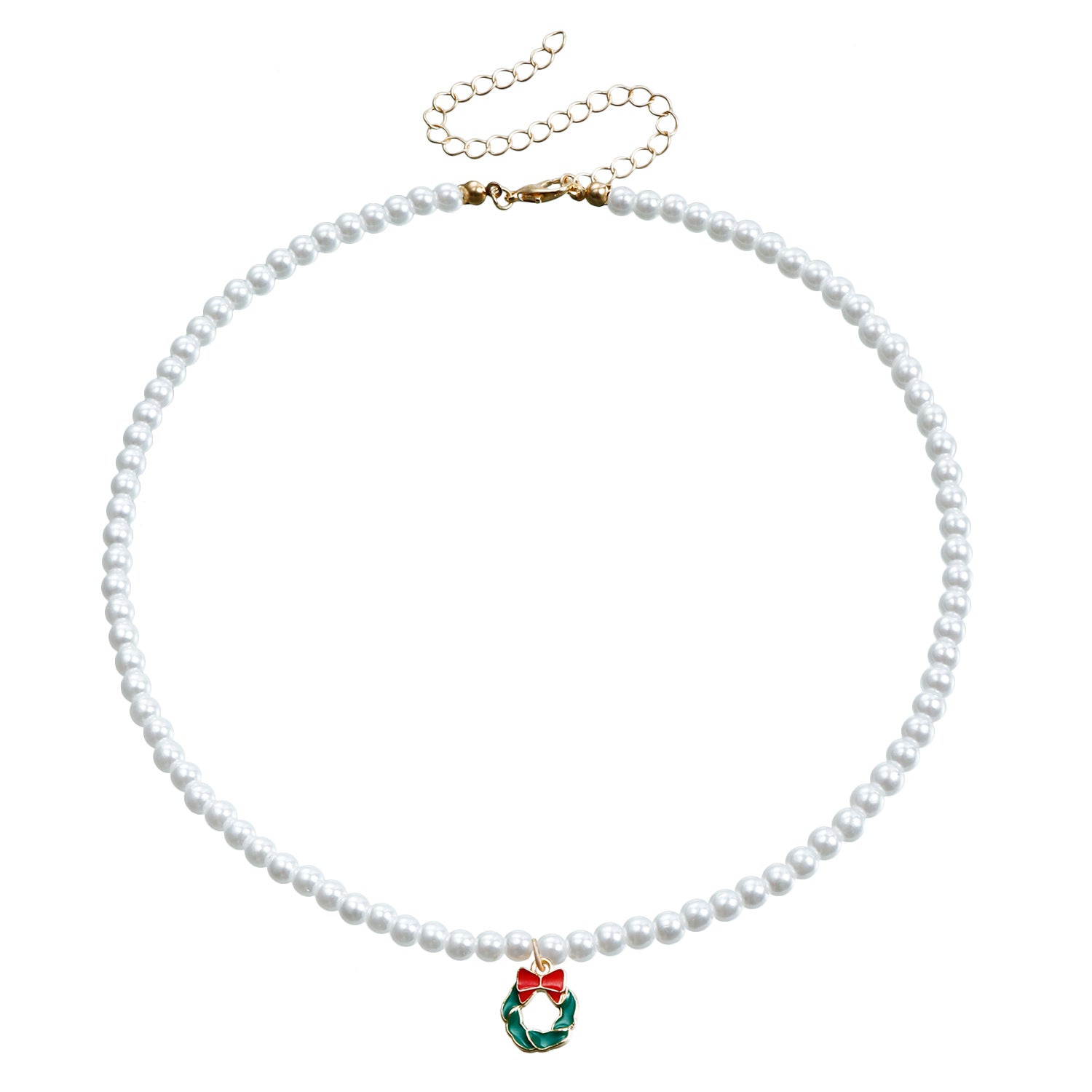 Wholesale Pearl Drop Oil Snowflake Bell Christmas Tree Necklace Sweater Chain